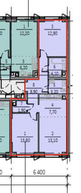 2-комнатная 65.6 м2 в ЖК undefined корпус null этаж 19