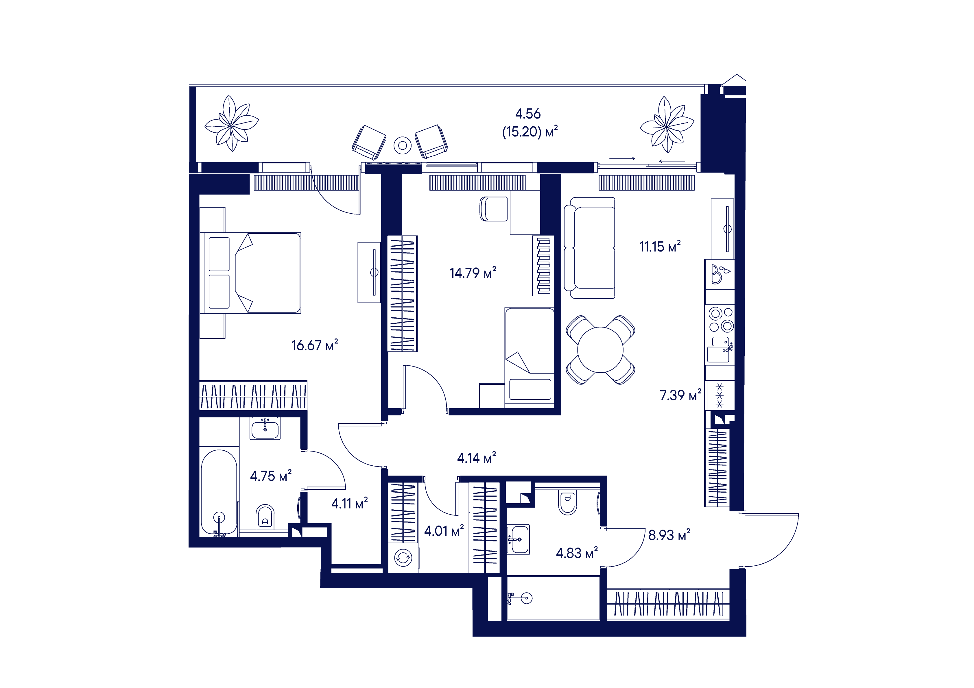 2-комнатная 85 м2 в ЖК Джойс корпус null этаж 11