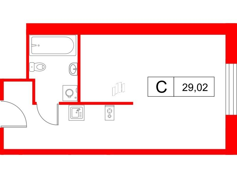 Студия 29 м2 в ЖК Saan корпус null этаж 18