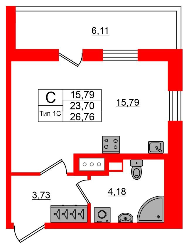 Студия 23 м2 в ЖК Setl Ривьера корпус null этаж 3