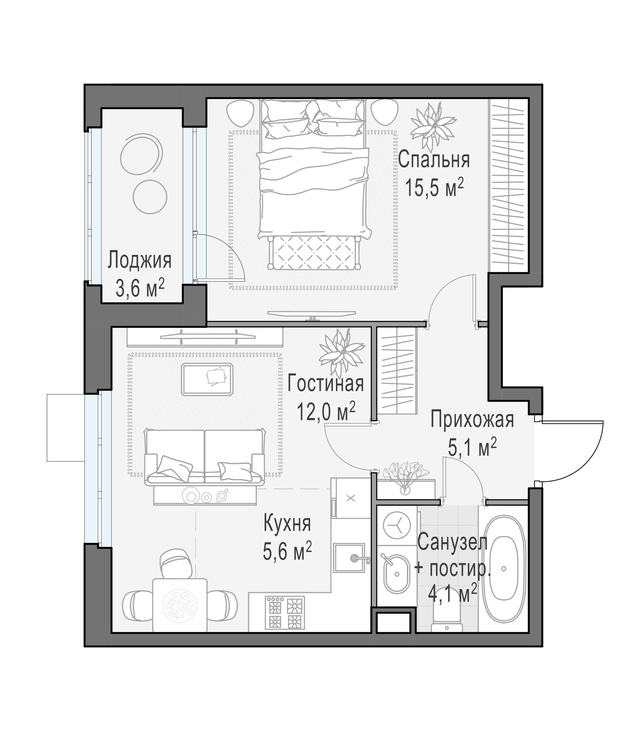 2-комнатная 42 м2 в ЖК Жилой квартал «Новое Медведково» корпус null этаж 13
