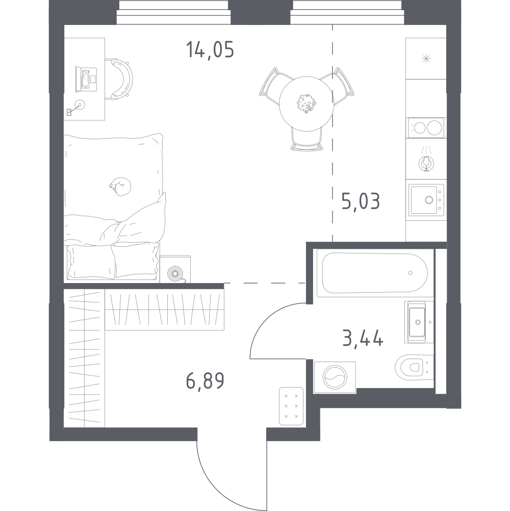 1-комнатная 29 м2 в ЖК Урбан Тау корпус null этаж 11