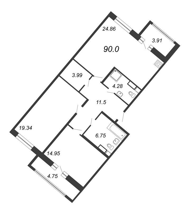 Студия 90 м2 в ЖК Modum корпус null этаж 7