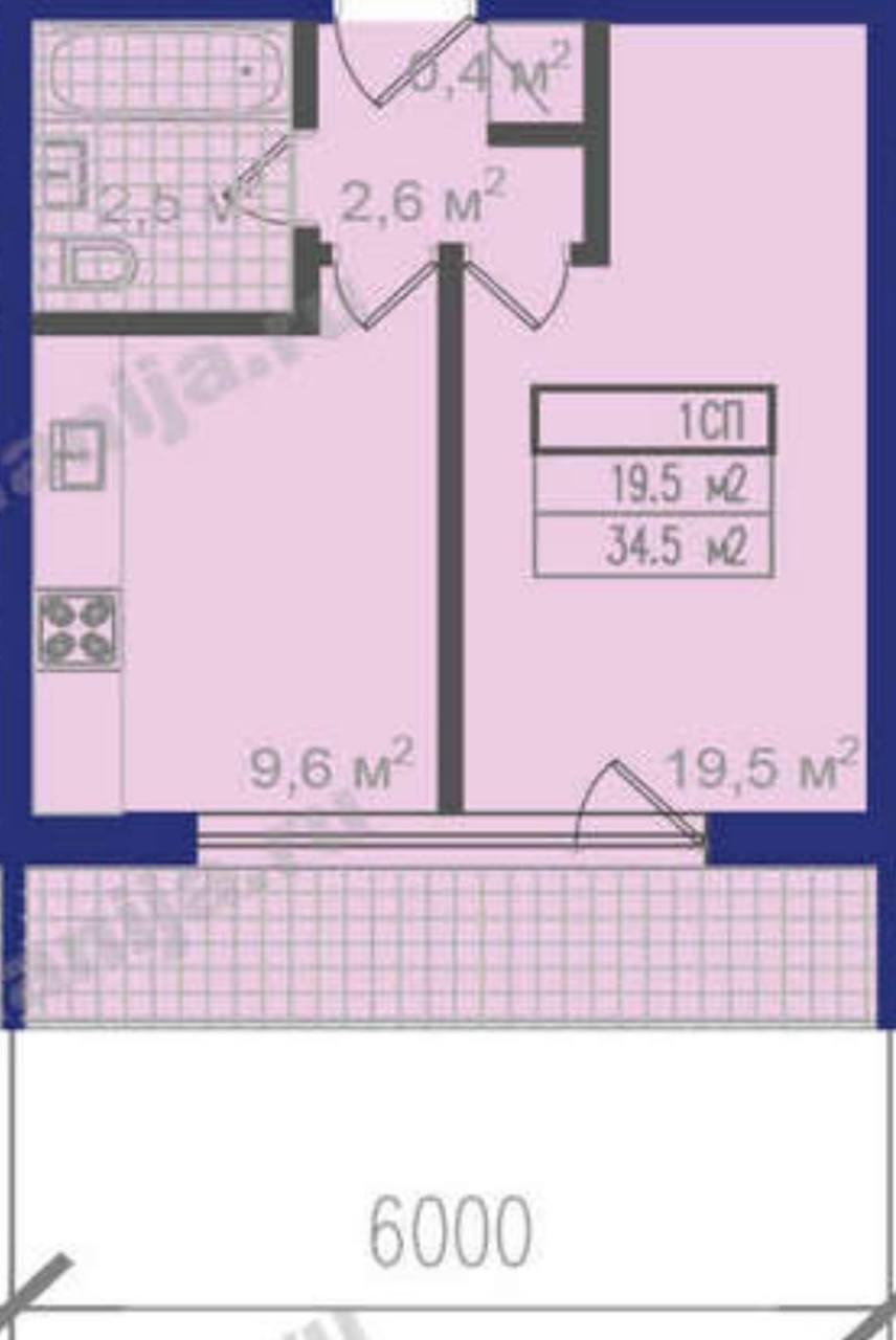 1-комнатная 35 м2 в ЖК undefined корпус null этаж 3