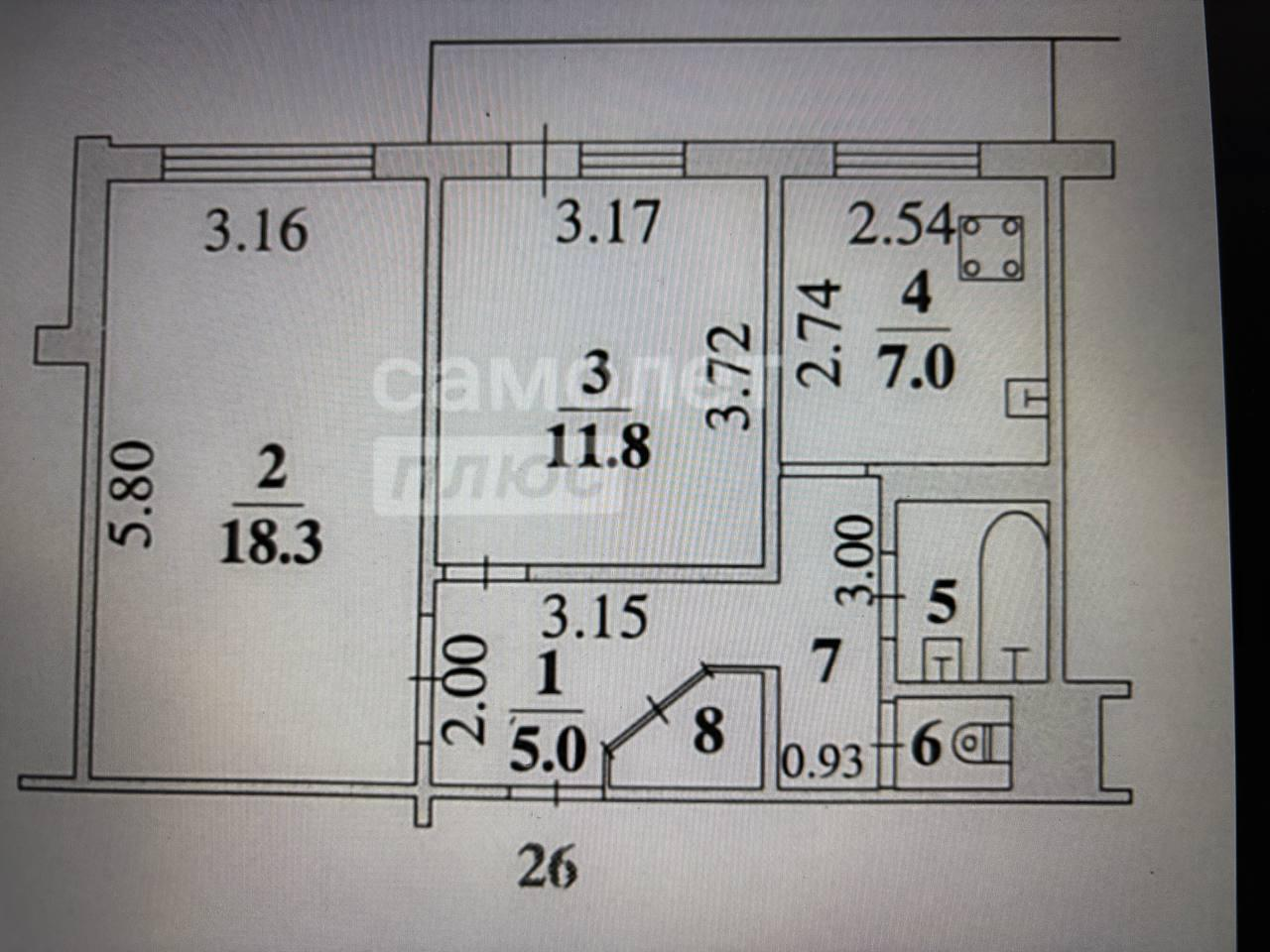 2-комнатная 50 м2 в ЖК undefined корпус null этаж 8