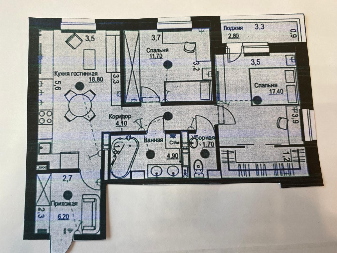 2-комнатная 70.2 м2 в ЖК undefined корпус null этаж 2