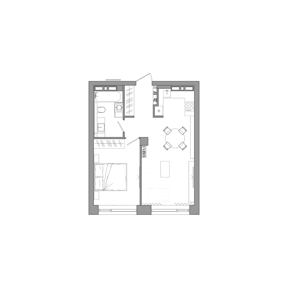 1-комнатная 45 м2 в ЖК Сады Маковского корпус null этаж 8
