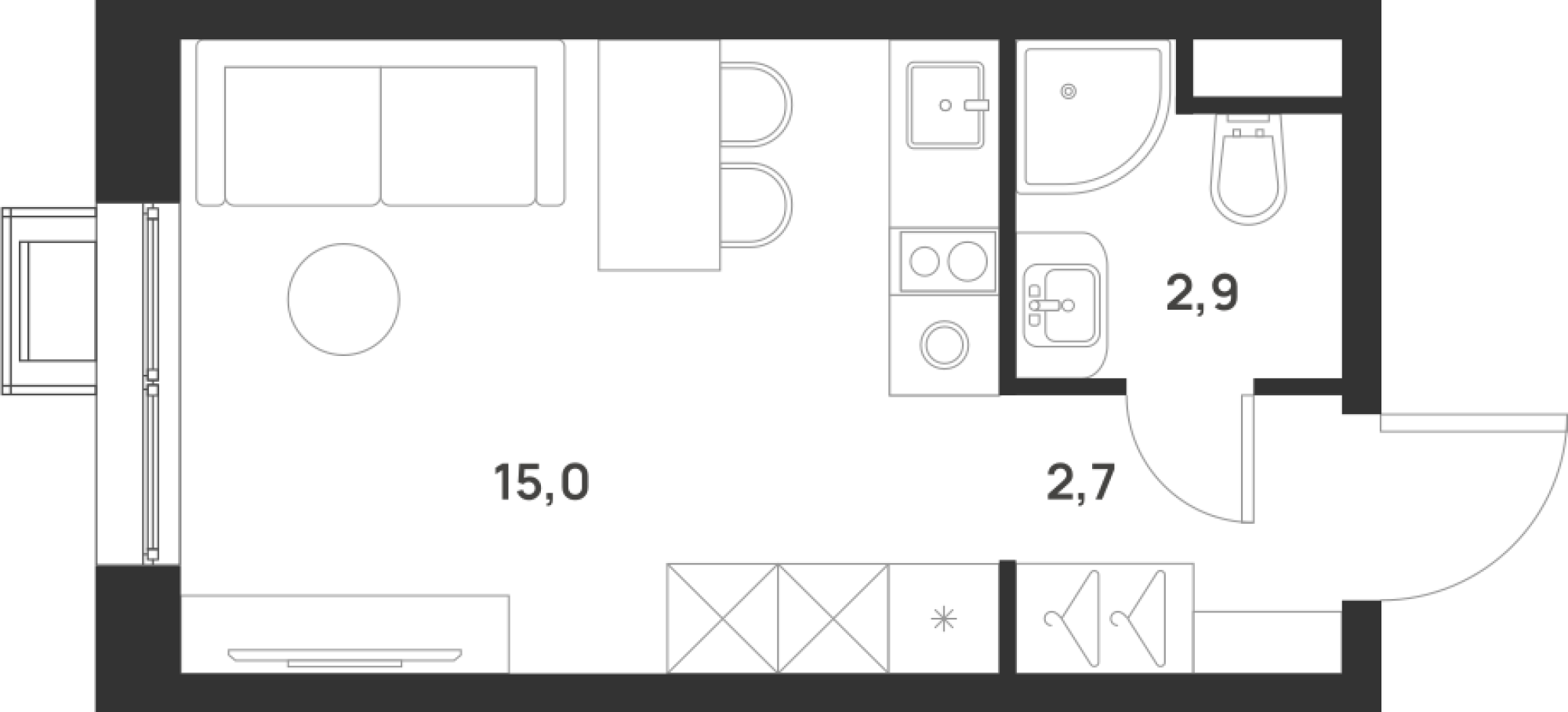 Студия 20 м2 в ЖК Foreville корпус null этаж 6