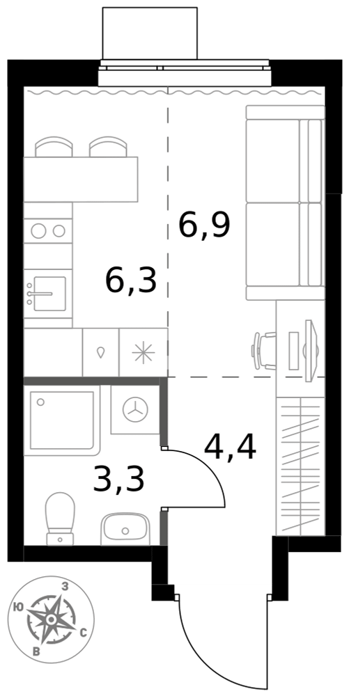 Студия 20 м2 в ЖК 1-й Измайловский корпус null этаж 10