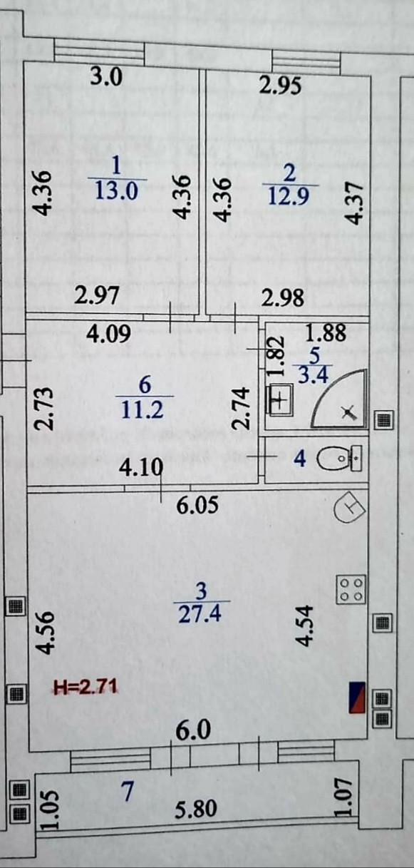 2-комнатная 72.6 м2 в ЖК undefined корпус null этаж 4