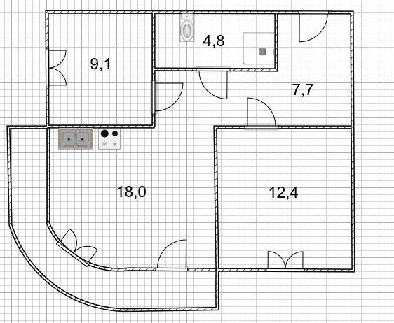 3-комнатная 57.1 м2 в ЖК undefined корпус null этаж 15