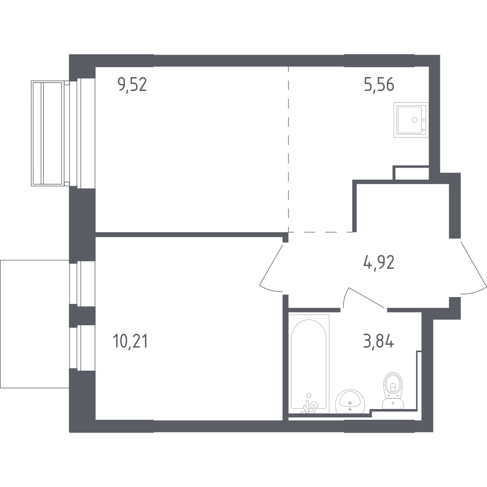 Студия 34 м2 в ЖК Рублёвский Квартал корпус null этаж 3