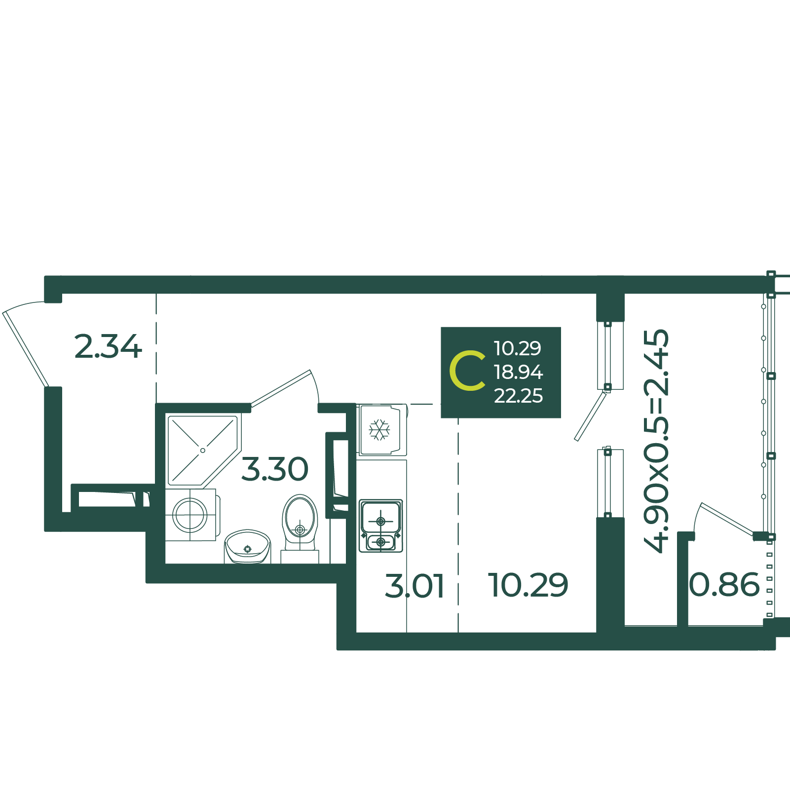 Студия 22 м2 в ЖК Образцово корпус null этаж 10