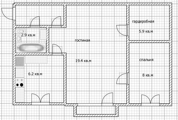 2-комнатная 46.2 м2 в ЖК undefined корпус null этаж 3
