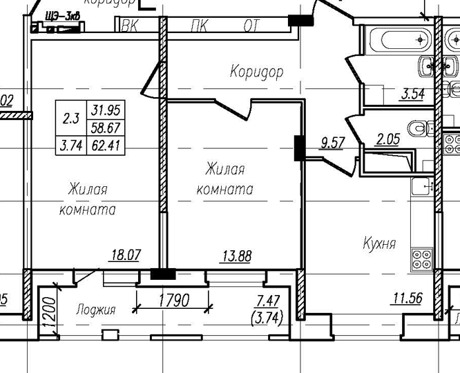 2-комнатная 62 м2 в ЖК Николаевский парк корпус null этаж 8