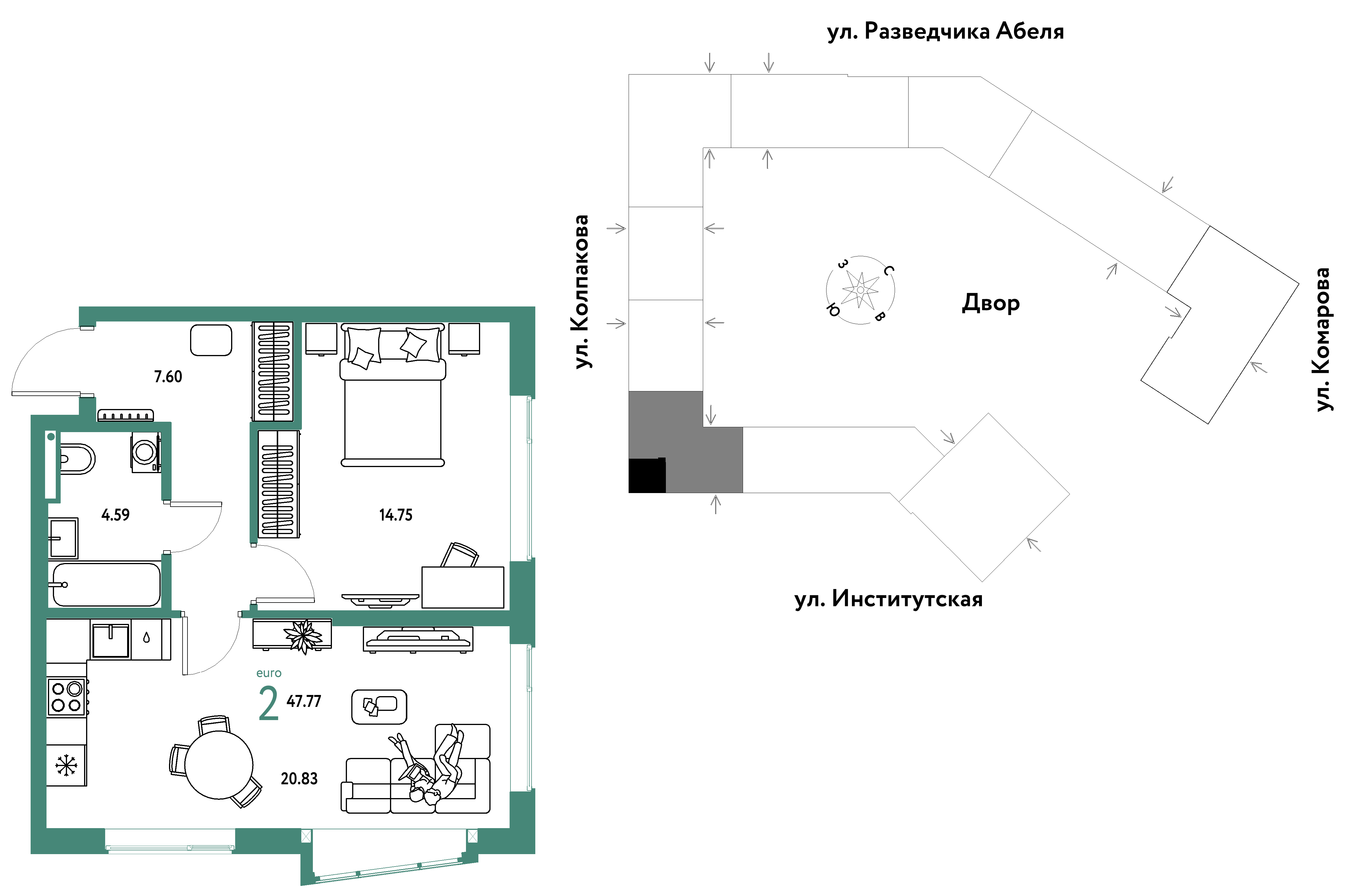Студия 47 м2 в ЖК Страна.Парковая корпус null этаж 13
