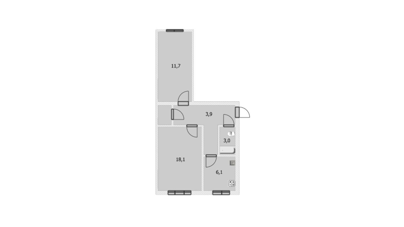 2-комнатная 43.2 м2 в ЖК undefined корпус null этаж 5