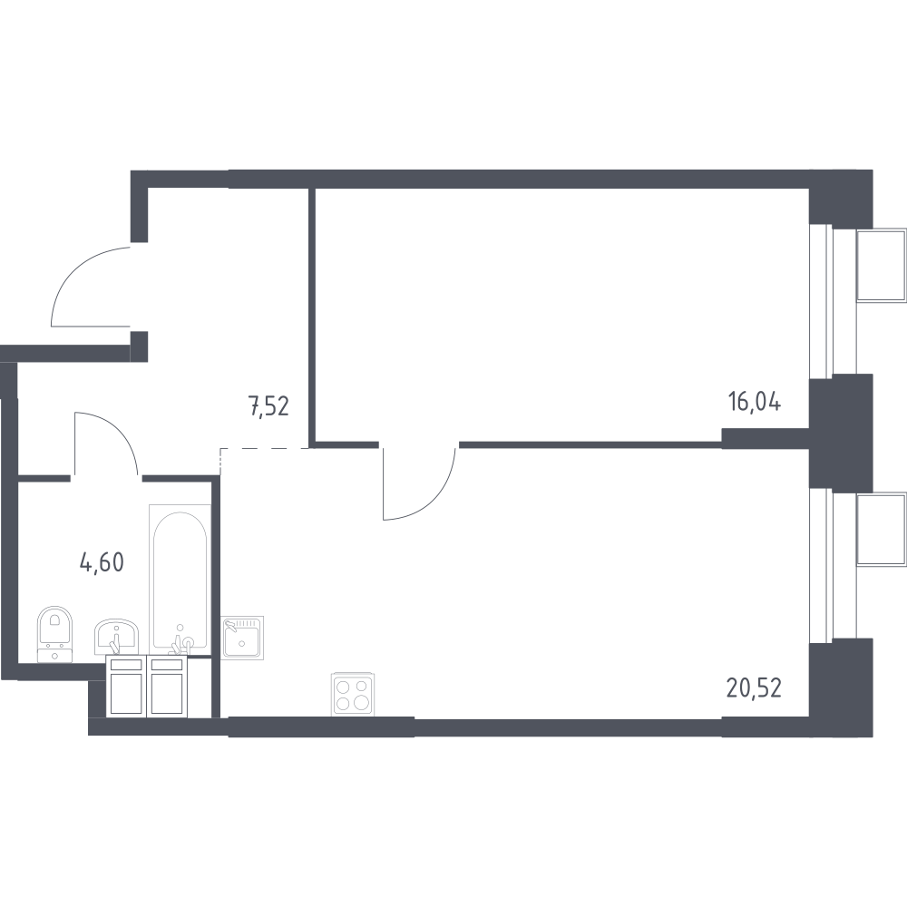 1-комнатная 48 м2 в ЖК Тропарево Парк корпус null этаж 4