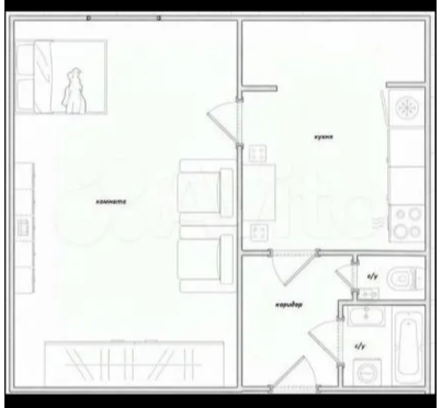 1-комнатная 39 м2 в ЖК undefined корпус null этаж 19