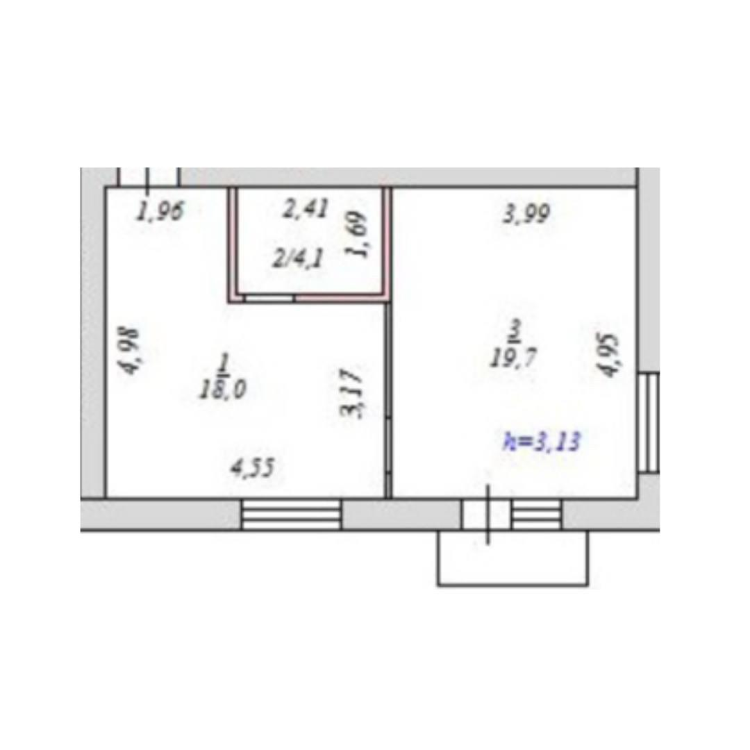1-комнатная 41.8 м2 в ЖК undefined корпус null этаж 3