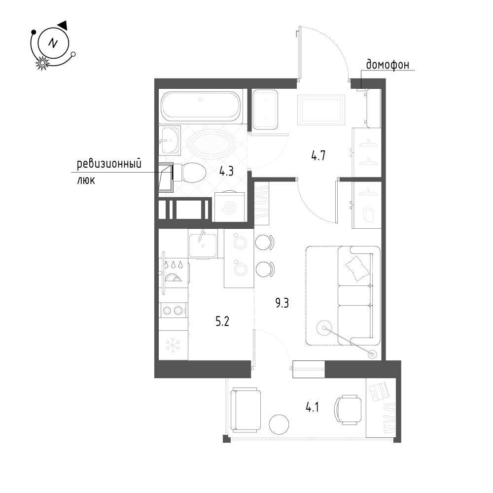 Студия 24 м2 в ЖК Монография корпус null этаж 6