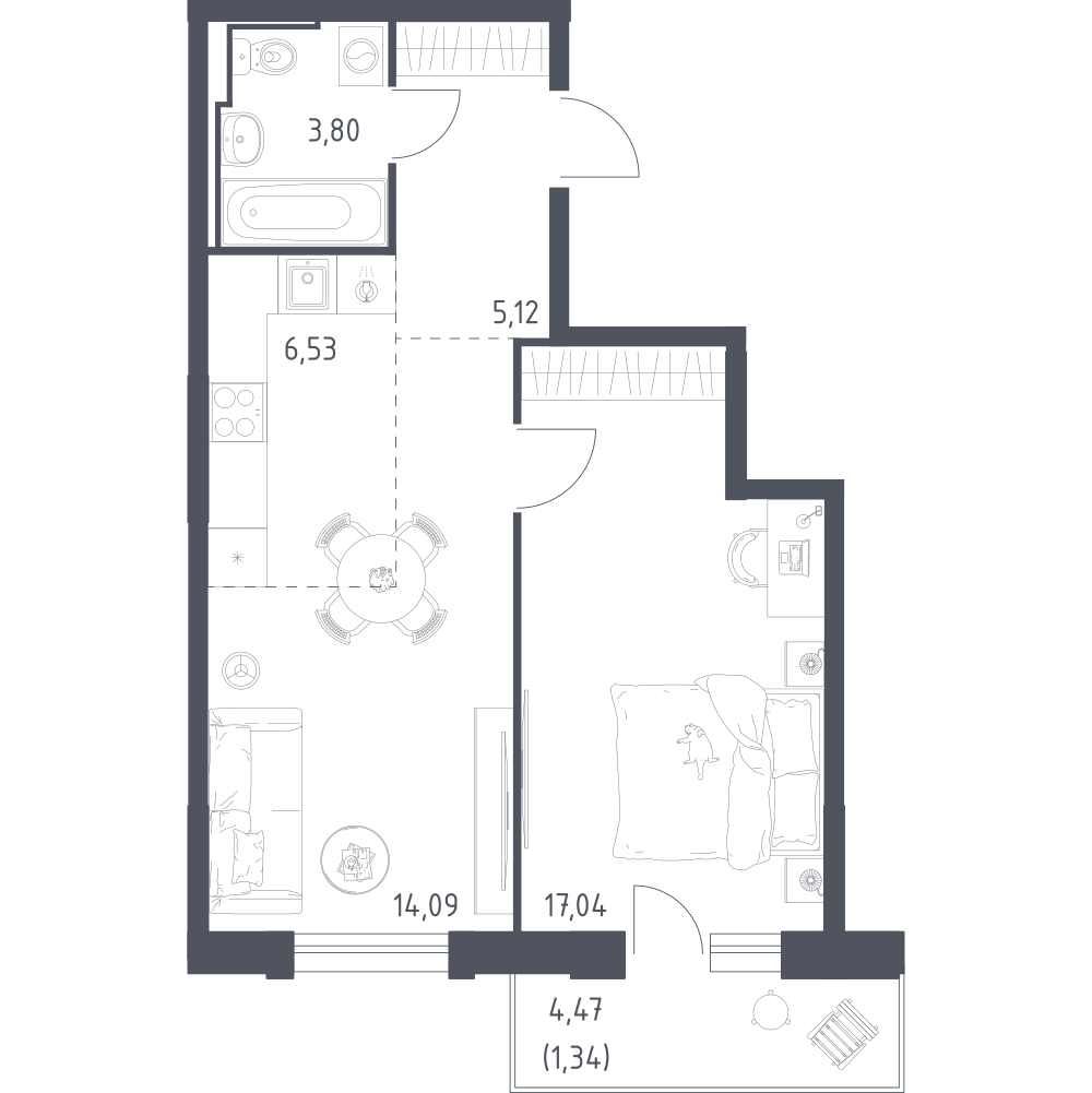 Студия 47 м2 в ЖК Рябиновая Роща корпус null этаж 11