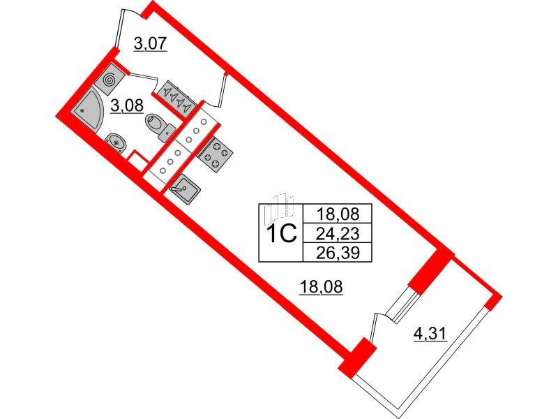 Студия 24 м2 в ЖК Pulse Premier корпус null этаж 3