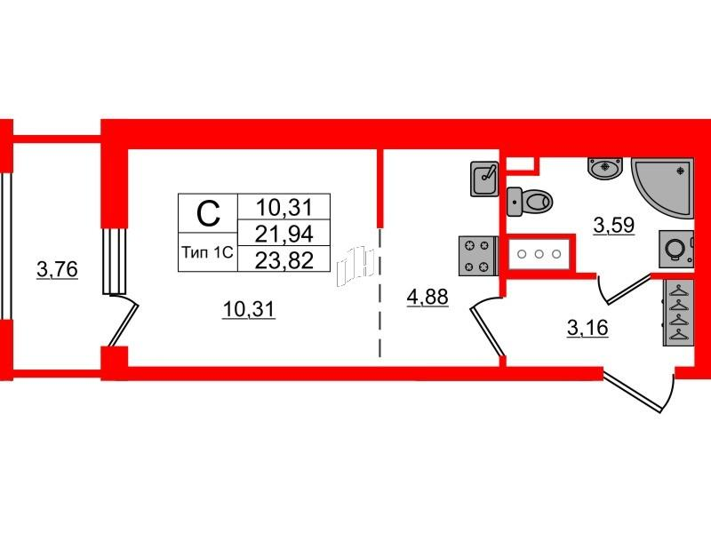 Студия 21 м2 в ЖК Setl Ривьера корпус null этаж 12
