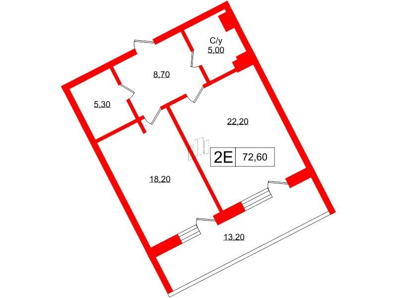 1-комнатная 65 м2 в ЖК Princesse Royal корпус null этаж 5