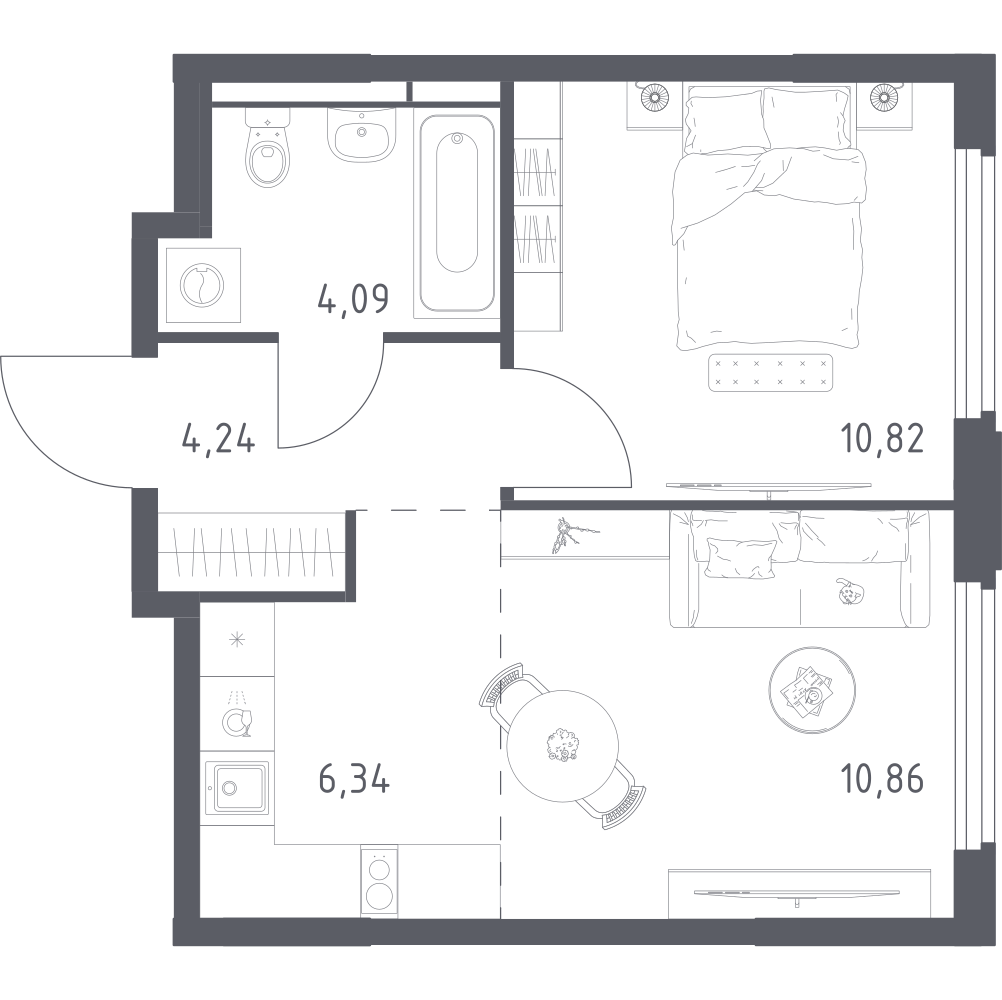 Студия 36 м2 в ЖК Космический Квартал корпус null этаж 14