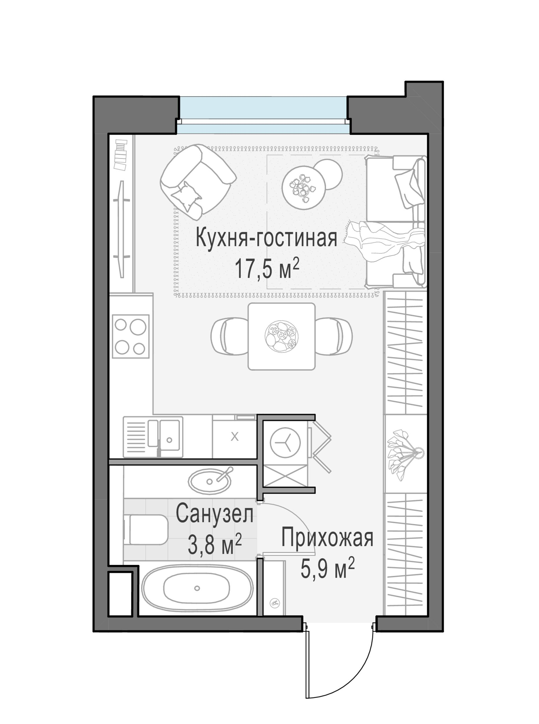 Студия 27 м2 в ЖК Жилые кварталы «Белый Град» корпус null этаж 2