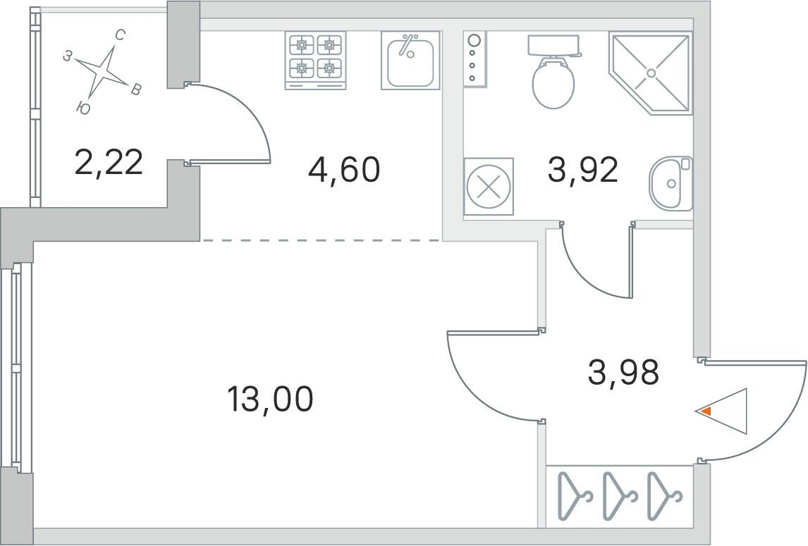 Студия 26 м2 в ЖК Любоград корпус null этаж 1