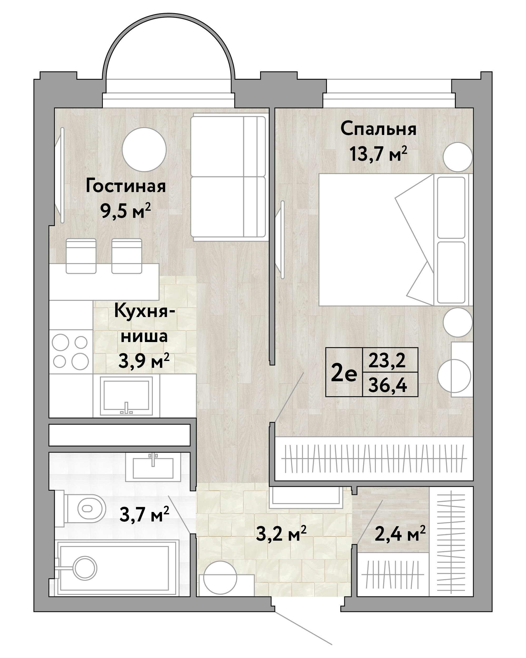 Студия 36 м2 в ЖК Новые Смыслы корпус null этаж 11