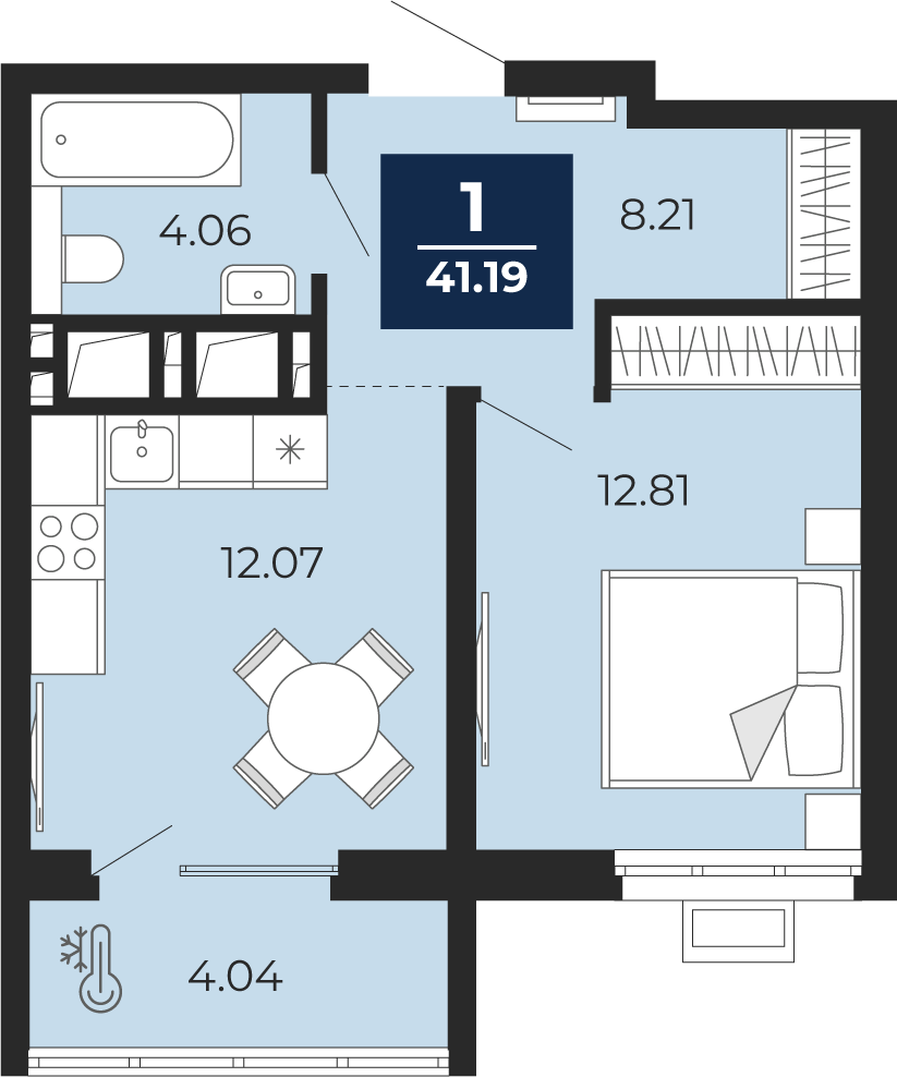 1-комнатная 37 м2 в ЖК Беринг корпус null этаж 7