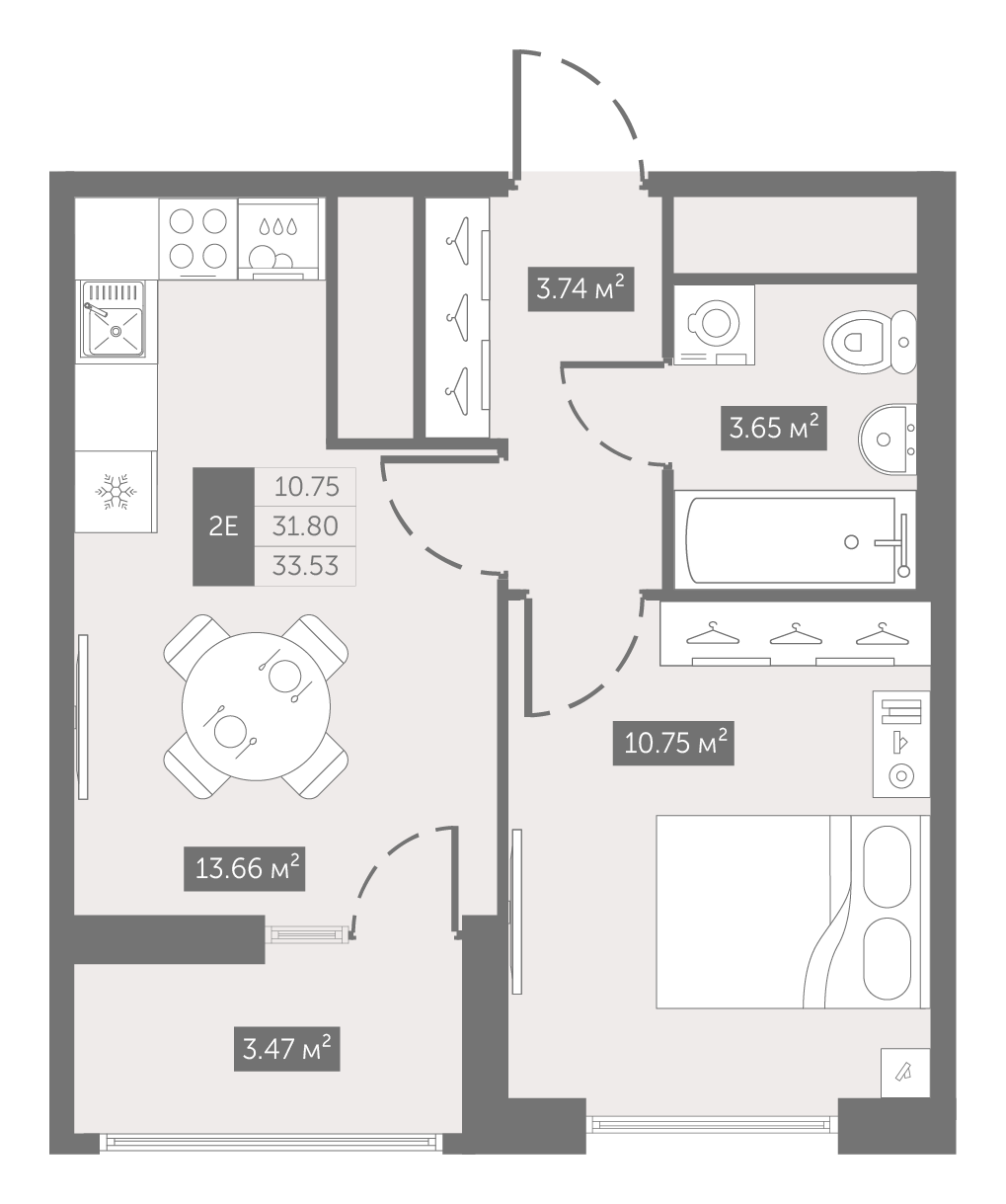 1-комнатная 33 м2 в ЖК UP-квартал Новый Московский корпус null этаж 10