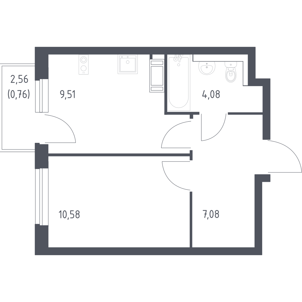 1-комнатная 32 м2 в ЖК Квартал Торики корпус null этаж 7