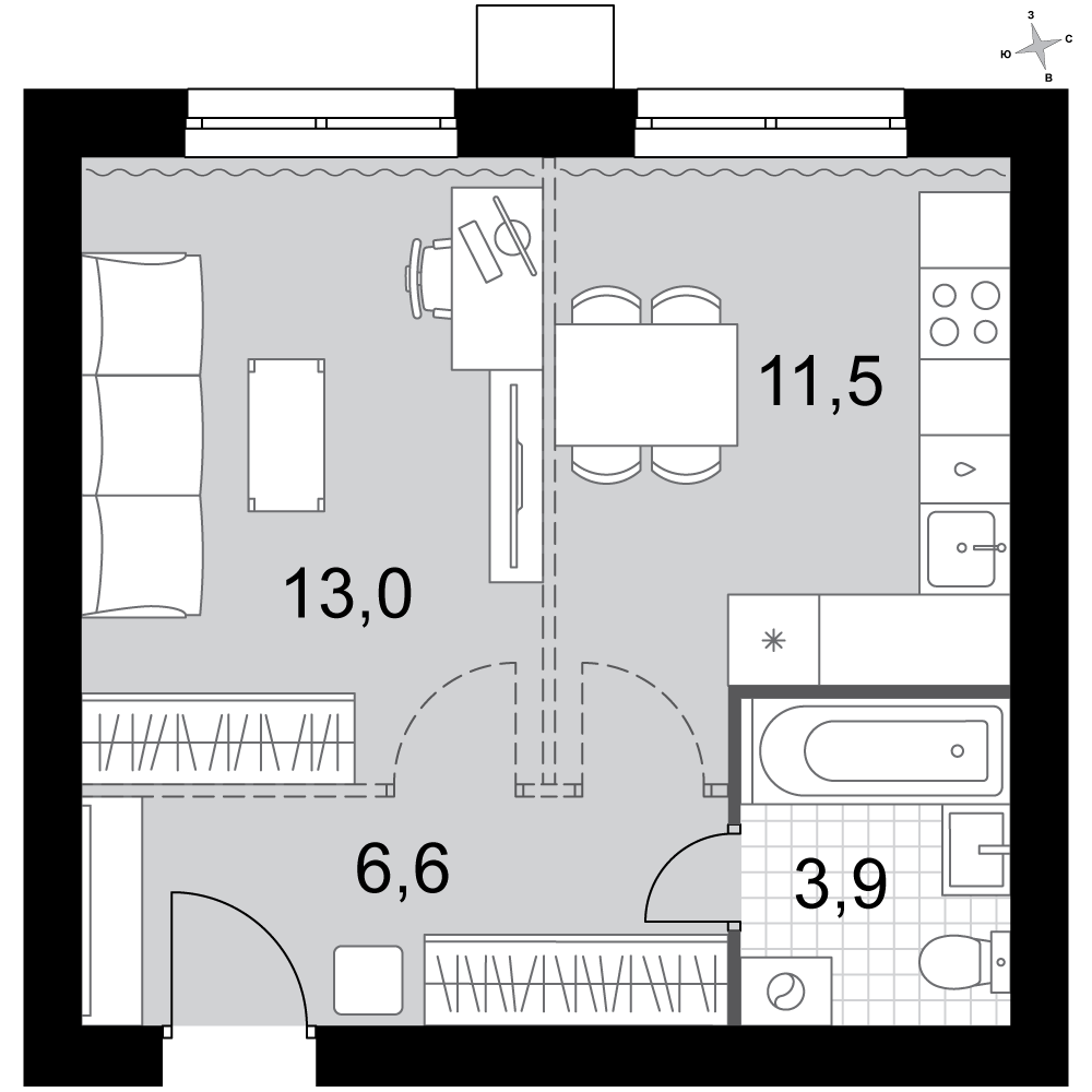 1-комнатная 35 м2 в ЖК Дубровицы Клаб корпус null этаж 1