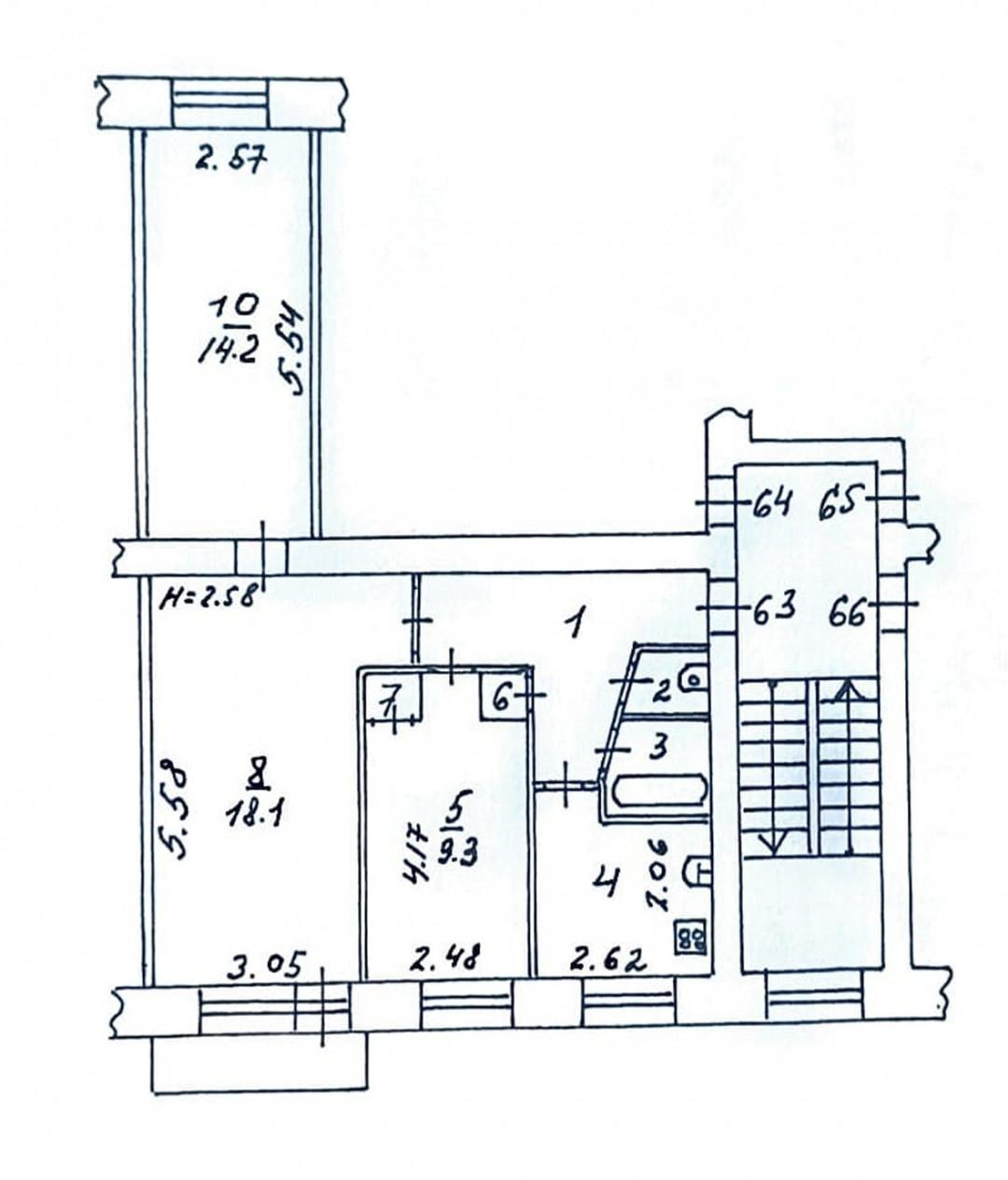 3-комнатная 59 м2 в ЖК undefined корпус null этаж 4