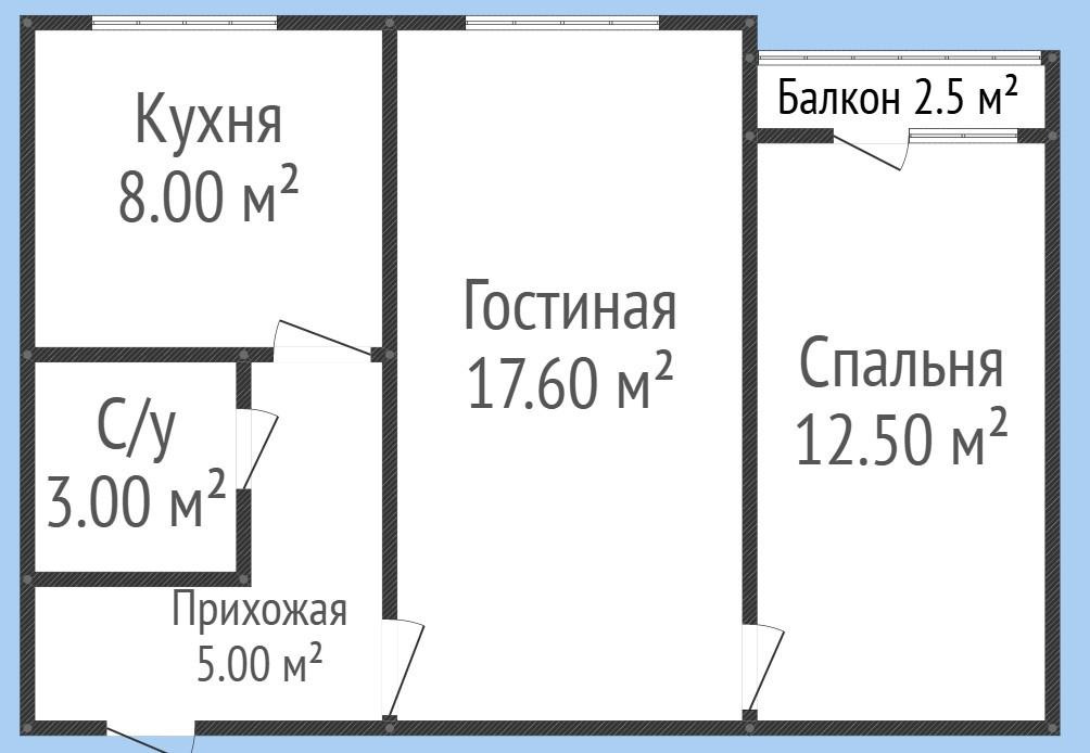2-комнатная 49 м2 в ЖК undefined корпус null этаж 12