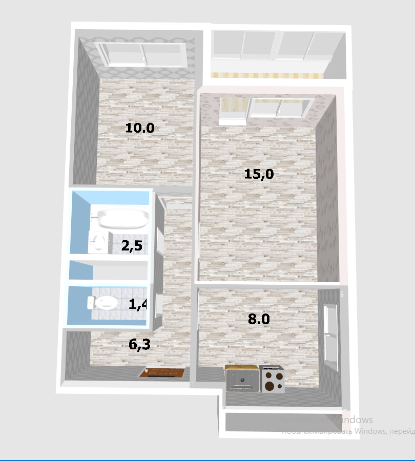 2-комнатная 42.9 м2 в ЖК undefined корпус null этаж 9