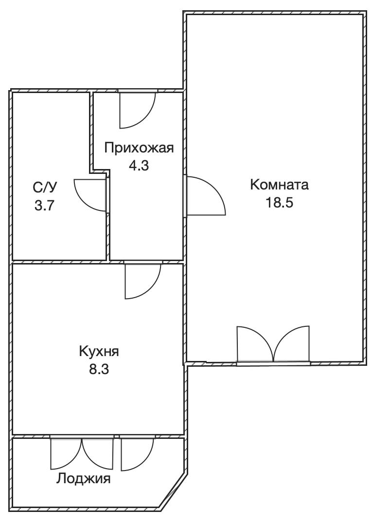 1-комнатная 34.8 м2 в ЖК undefined корпус null этаж 9