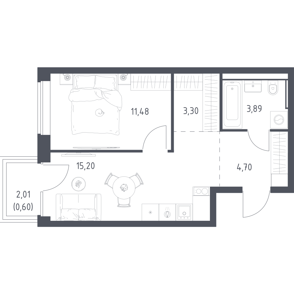 1-комнатная 39 м2 в ЖК Литературный Квартал корпус null этаж 9