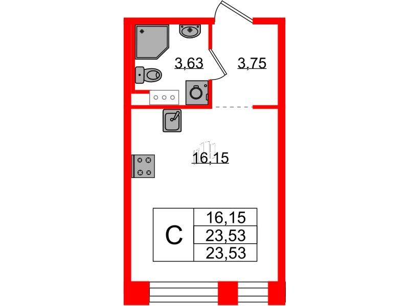 Студия 23 м2 в ЖК PLUS Пулковский корпус null этаж 4