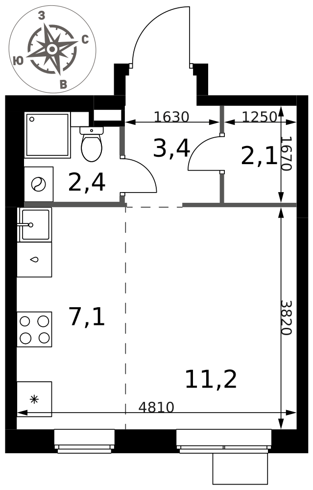 Студия 26 м2 в ЖК 1-й Химкинский корпус null этаж 2
