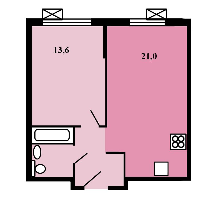 1-комнатная 39.7 м2 в ЖК undefined корпус null этаж 24