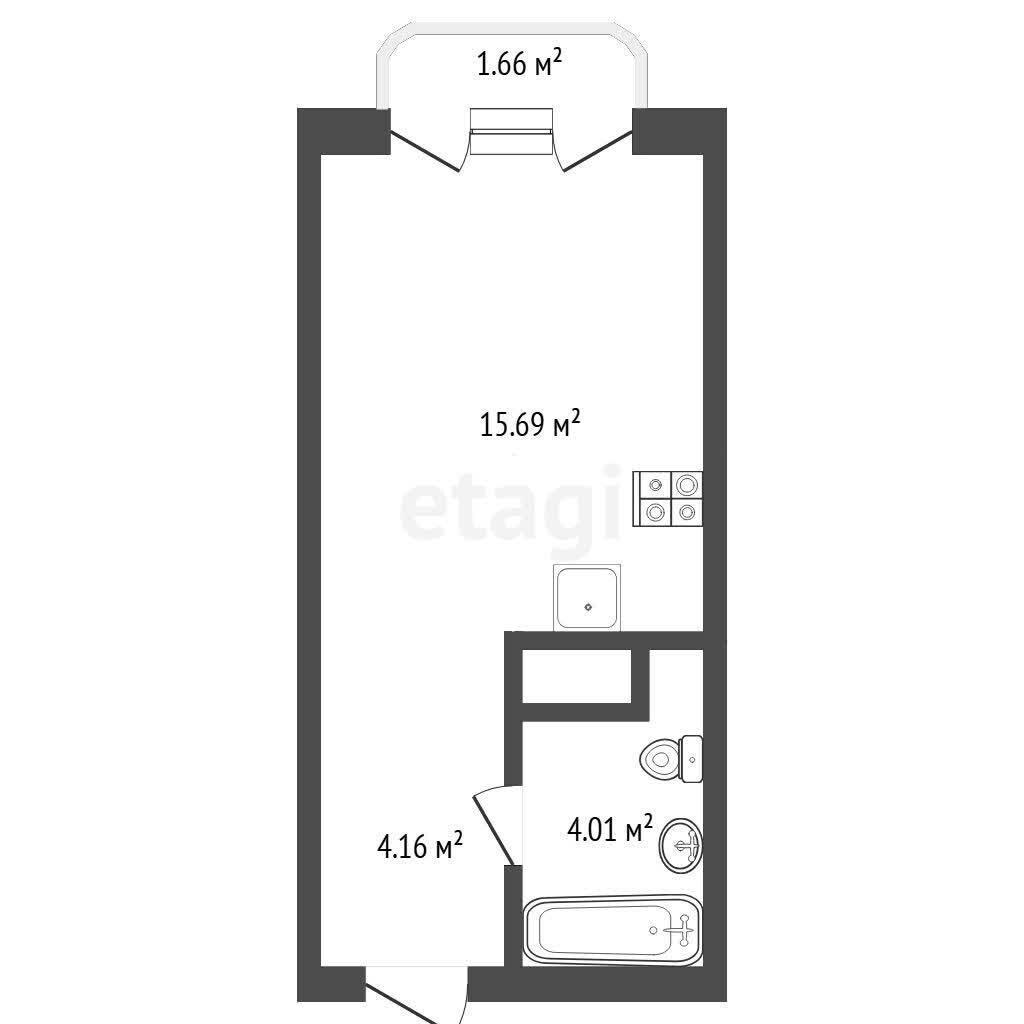 Студия 24.1 м2 в ЖК undefined корпус null этаж 12