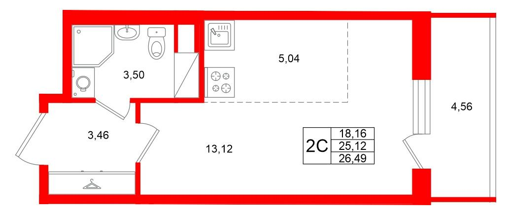 Студия 25 м2 в ЖК Титул в Московском корпус null этаж 8