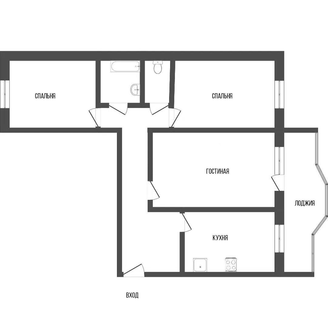 3-комнатная 60.2 м2 в ЖК undefined корпус null этаж 1