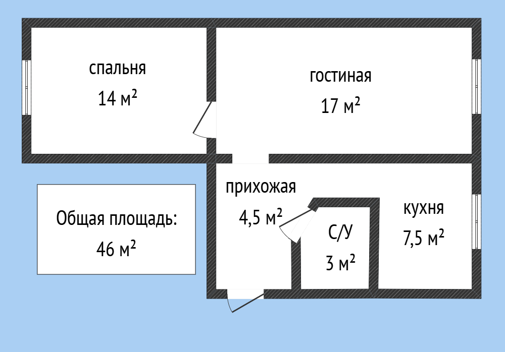 2-комнатная 58 м2 в ЖК undefined корпус null этаж 1