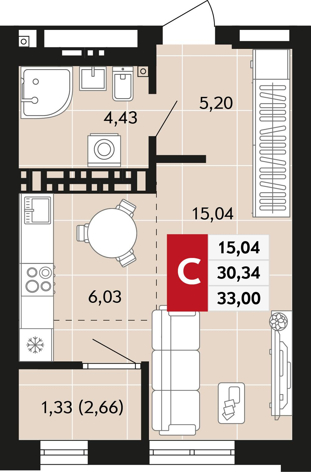 1-комнатная 33 м2 в ЖК Невский корпус null этаж 13
